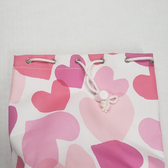 Clinique Makeup Bag Pink White Hearts Cosmetic Pouch Drawstring Travel Case - Picture 6 of 16